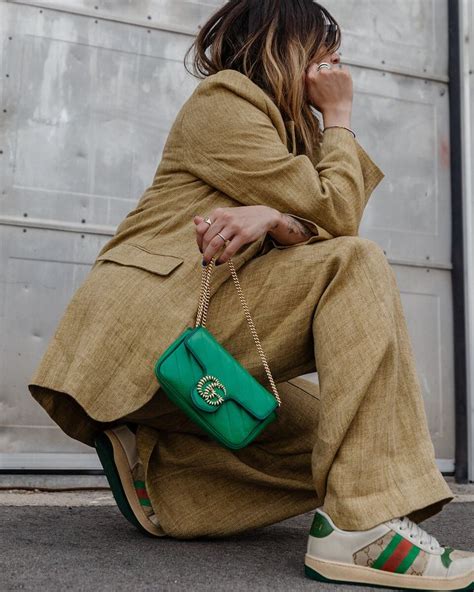 gucci marmont emerald mini|Gucci Marmont mini street style.